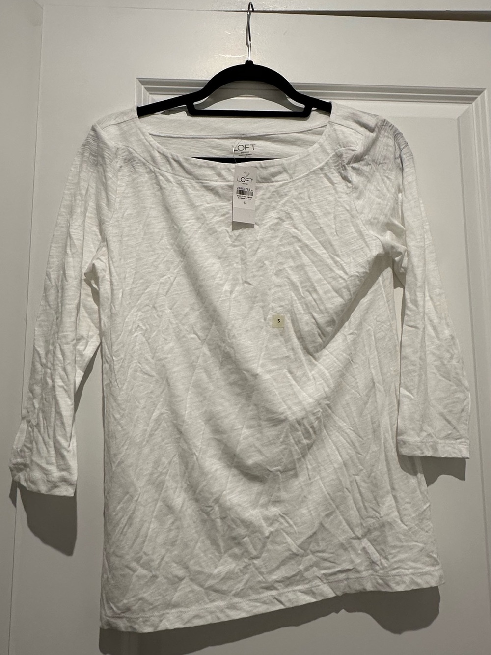 LOFT Boatneck White 3/4 Sleeve Tee